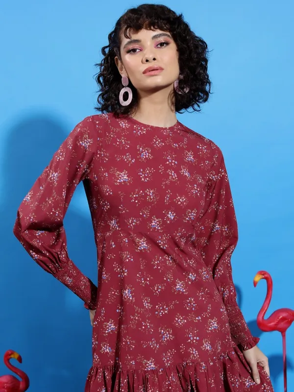 Printed Drop-Waist Dress