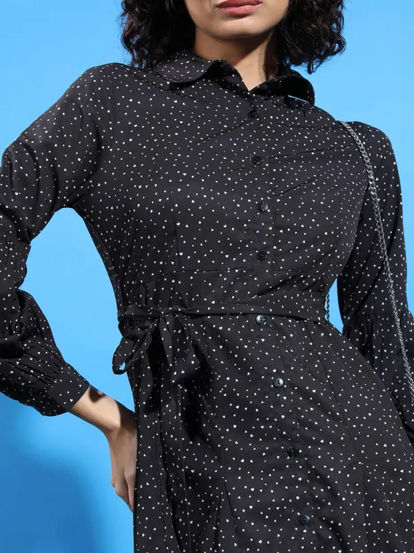  Tokyo Talkies Women Black Printed Shirt Dresses