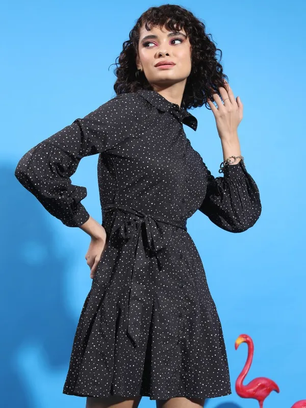  Tokyo Talkies Women Black Printed Shirt Dresses