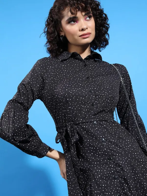  Tokyo Talkies Women Black Printed Shirt Dresses
