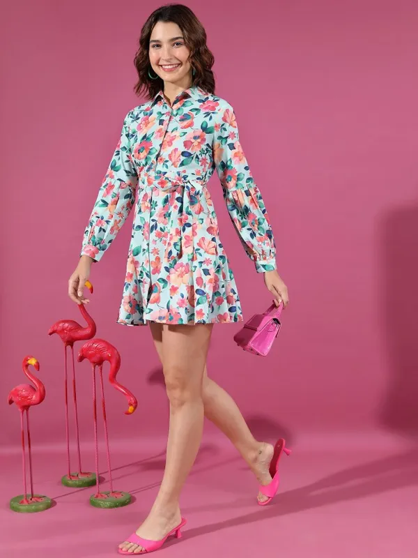  Tokyo Talkies Women Orange Printed Shirt Dresses