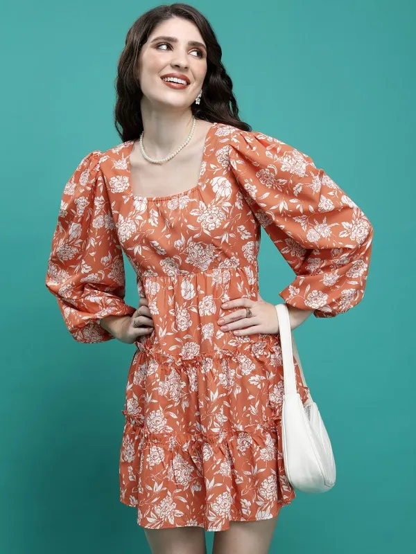 Printed Fit and Flare Dress