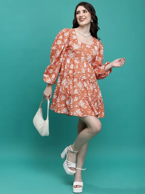 Printed Fit and Flare Dress