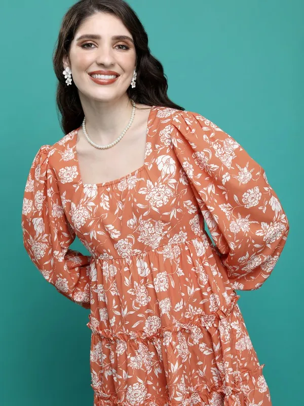 Printed Fit and Flare Dress