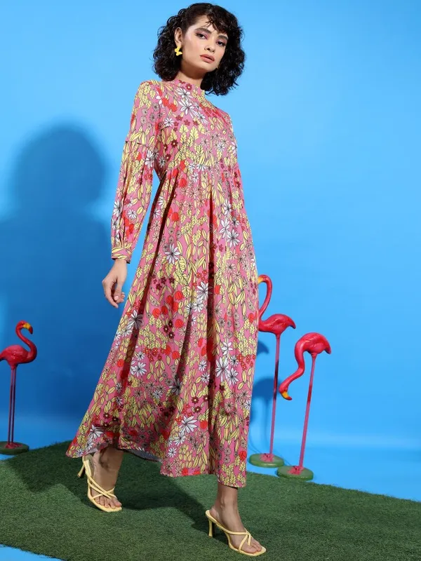 Tokyo Talkies Women Red Printed Maxi Dress