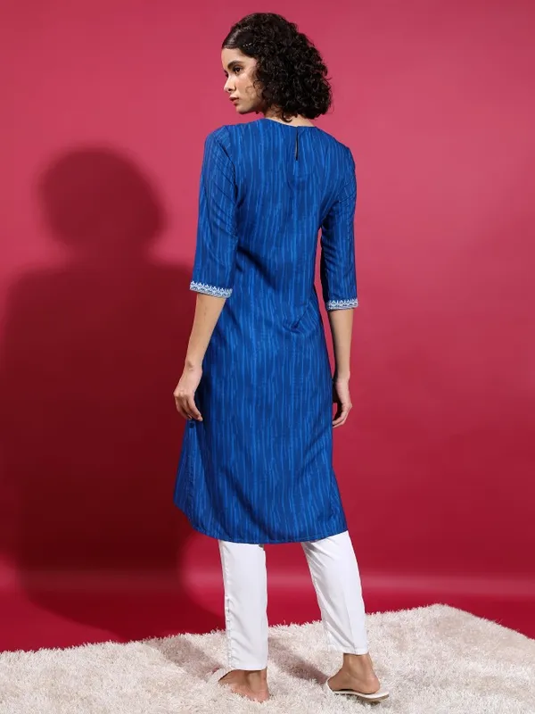  Vishudh  Women Blue Printed Straight Kurtas