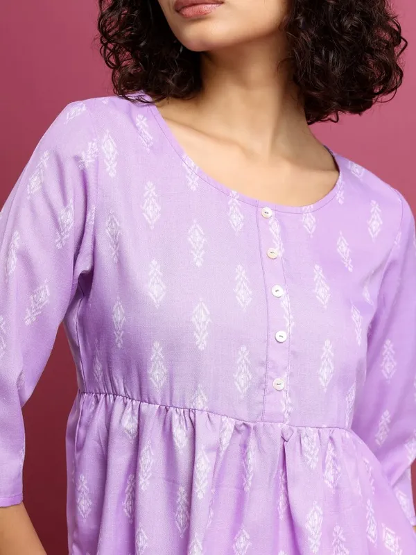 Ketch Women Lavender Printed Regular Tops