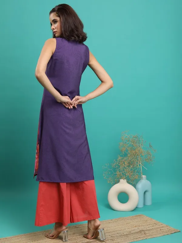  Ketch Women Mauve Printed Straight Kurtas