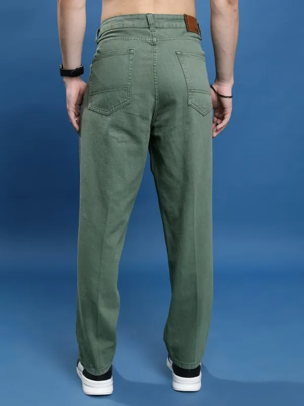  Highlander Men Green Relaxed Fit Clean Look Jeans