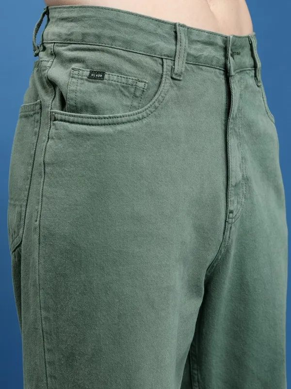  Highlander Men Green Relaxed Fit Clean Look Jeans