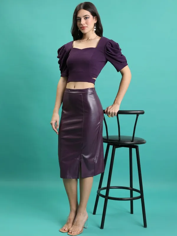 Tokyo Talkies Women Purple Solid Regular Top