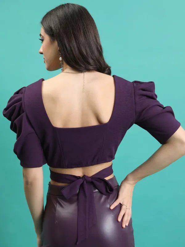 Tokyo Talkies Women Purple Solid Regular Top