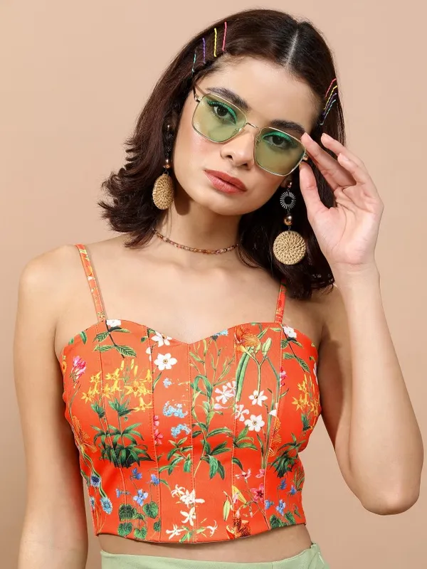 Printed Bardot Top