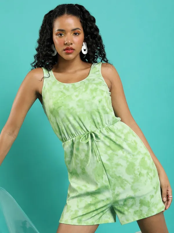 Ketch Women Green Printed Jumpsuits