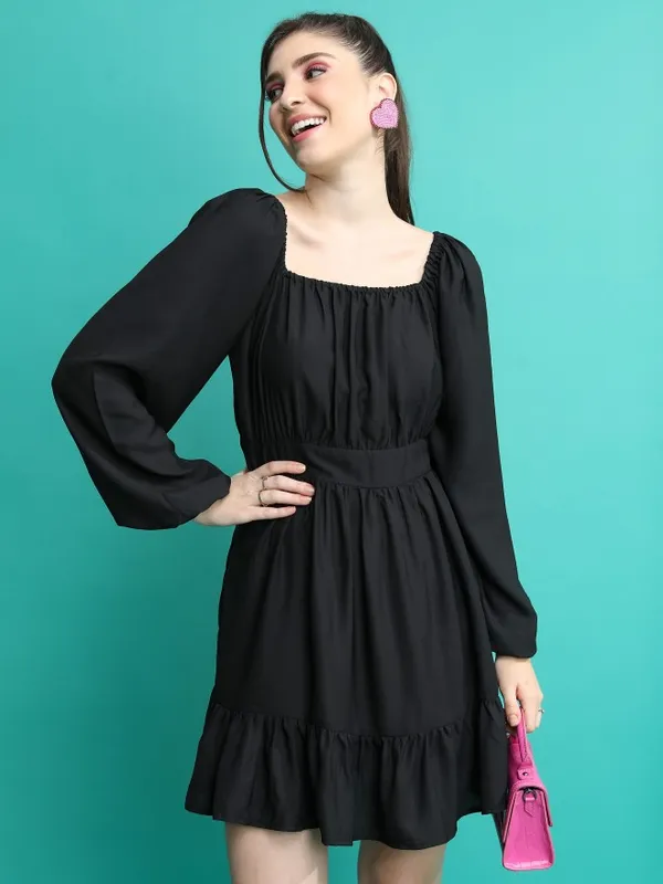  Ketch Women Black Solid Fit And Flare Dresses