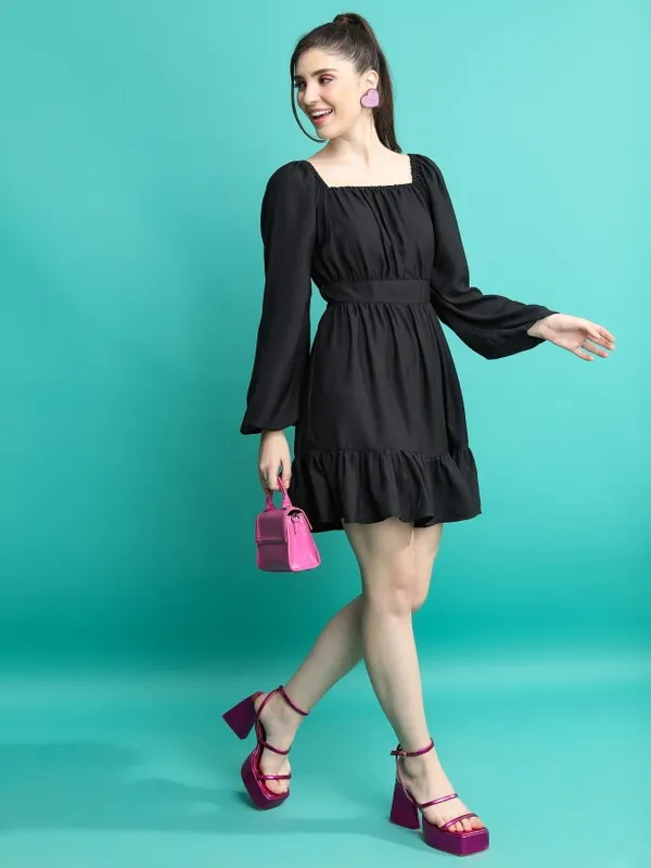  Ketch Women Black Solid Fit And Flare Dresses