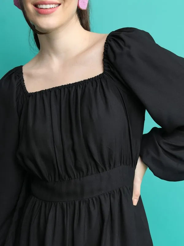  Ketch Women Black Solid Fit And Flare Dresses