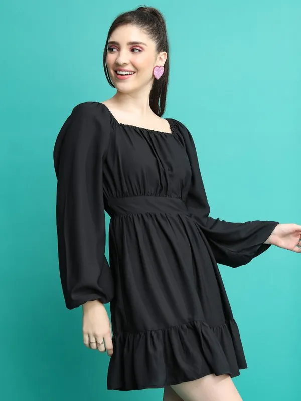  Ketch Women Black Solid Fit And Flare Dresses