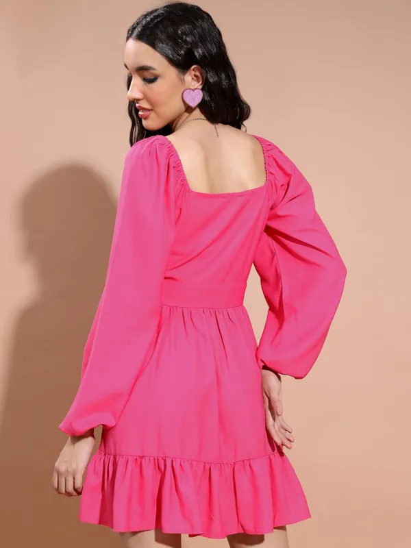 Solid Fit & Flare Dress