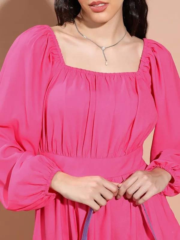 Solid Fit & Flare Dress