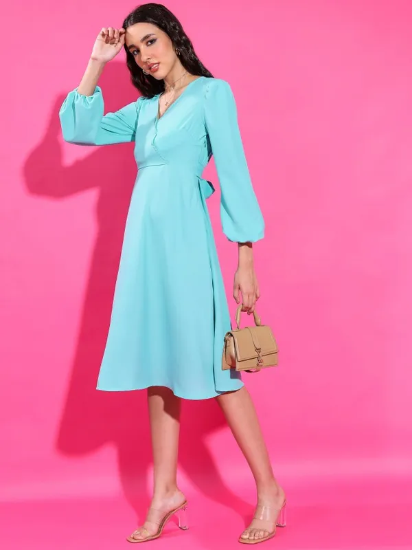  Tokyo Talkies Women Sage Solid Wrap Dresses