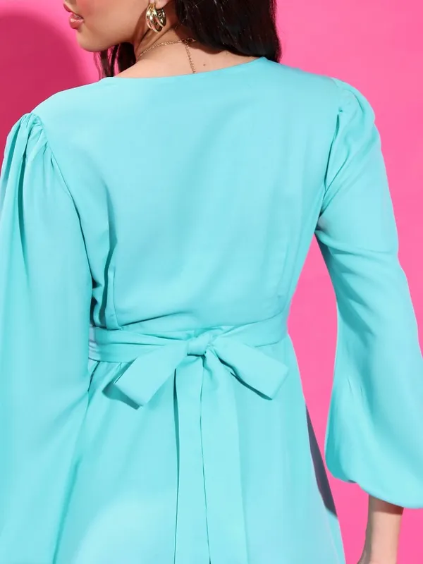  Tokyo Talkies Women Sage Solid Wrap Dresses