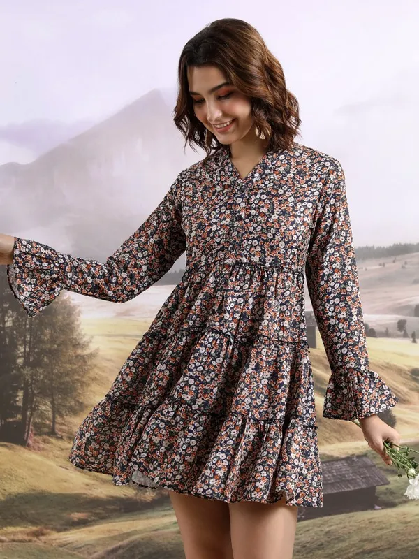 Tokyo Talkies Women Black Printed Shirt Dress