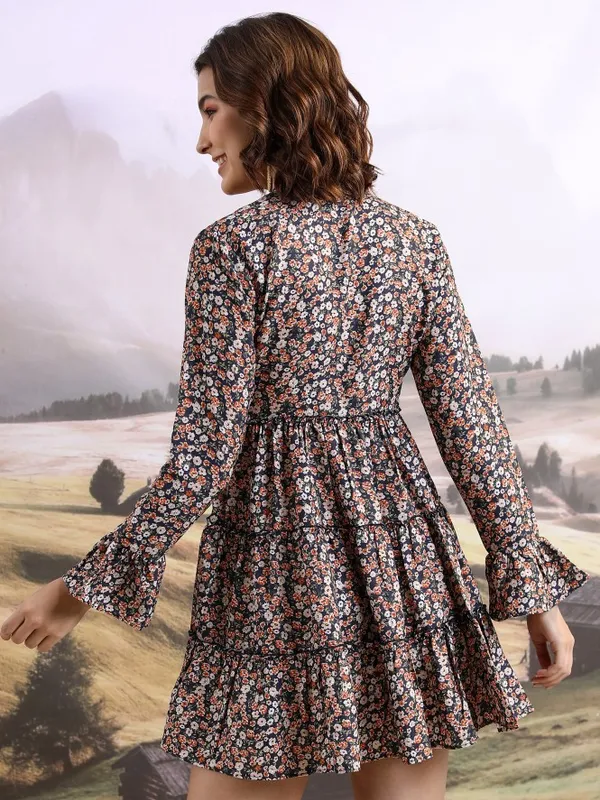 Tokyo Talkies Women Black Printed Shirt Dress