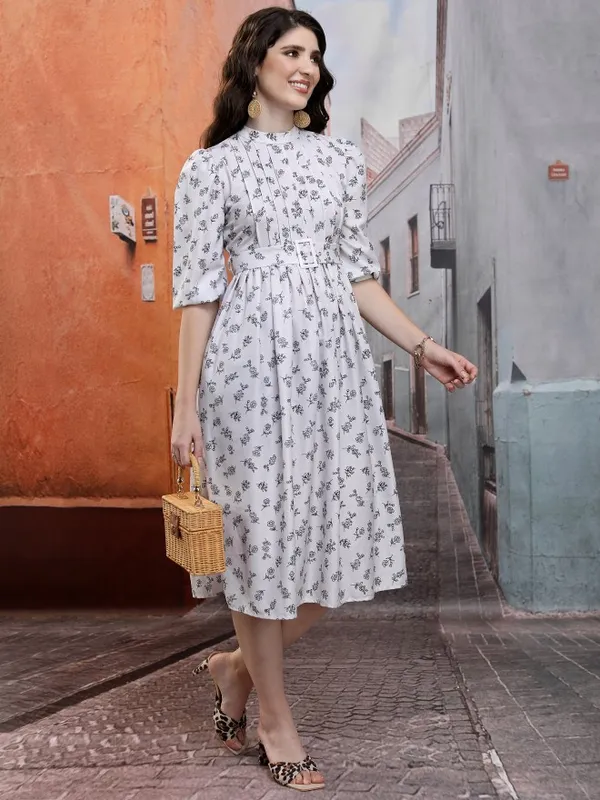 Printed A-Line Dress