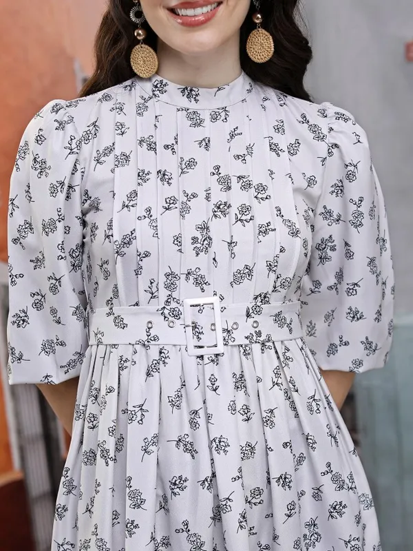 Printed A-Line Dress