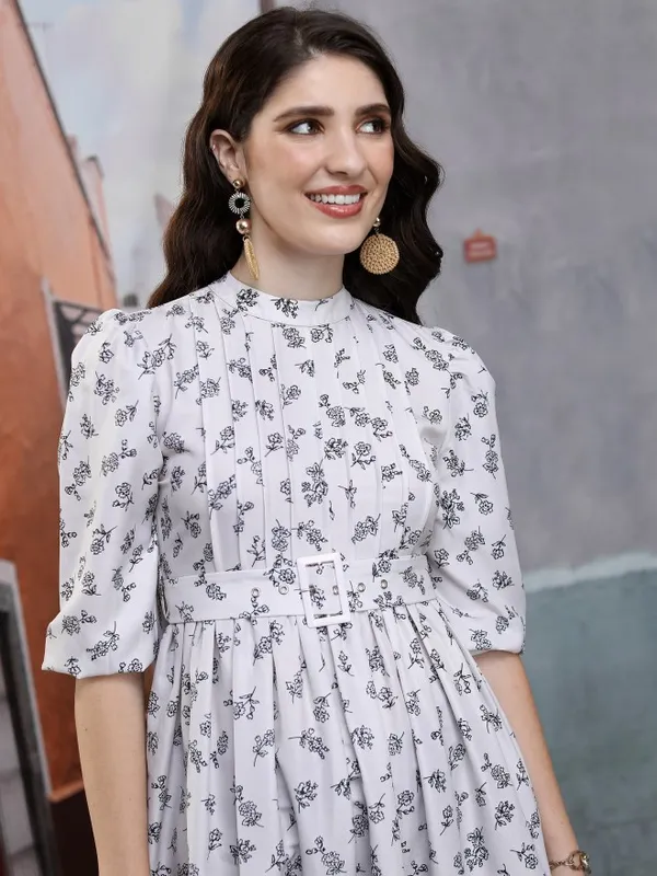 Printed A-Line Dress