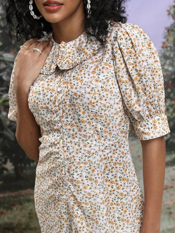 Printed Drop-Waist Dress