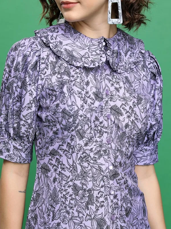  Tokyo Talkies Women Violet Printed Drop-Waist Dresses
