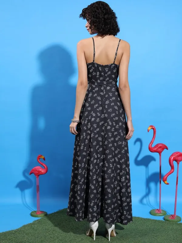  Tokyo Talkies Women Black Printed Maxi Dresses