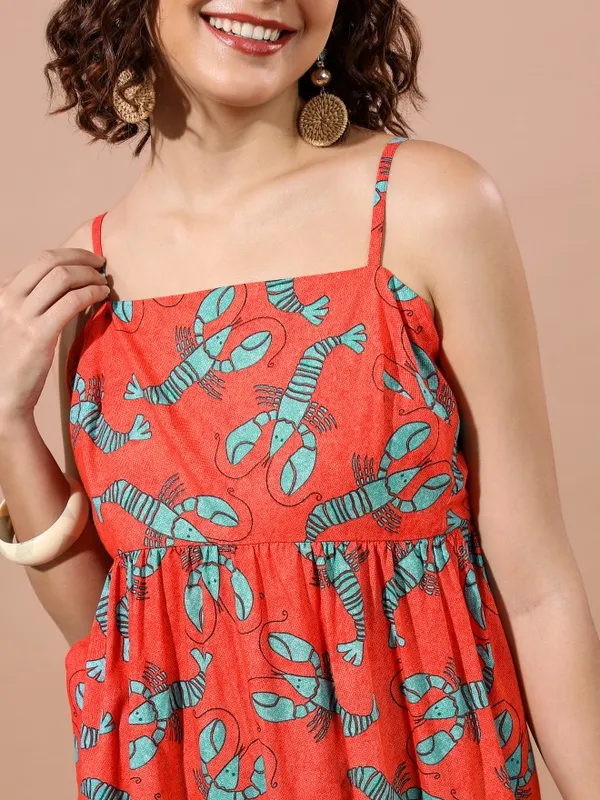  Vishudh Women Orange Printed Maxi Dresses