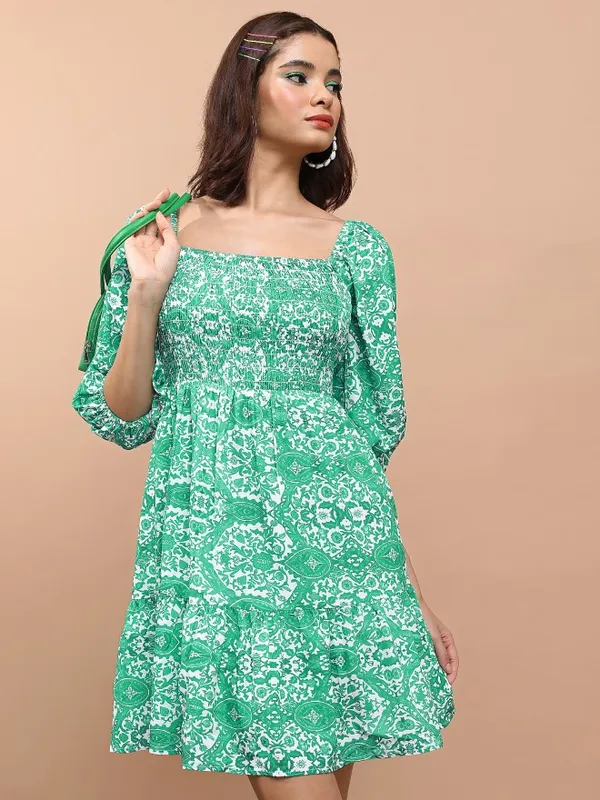 Printed Fit And Flare Dress