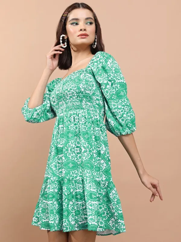 Printed Fit And Flare Dress