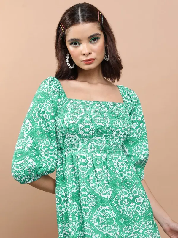 Printed Fit And Flare Dress