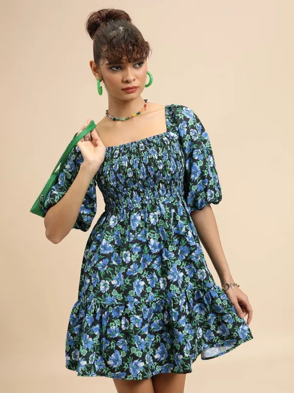  Tokyo Talkies Women Black Printed Fit And Flare Dresses