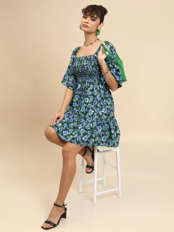  Tokyo Talkies Women Black Printed Fit And Flare Dresses