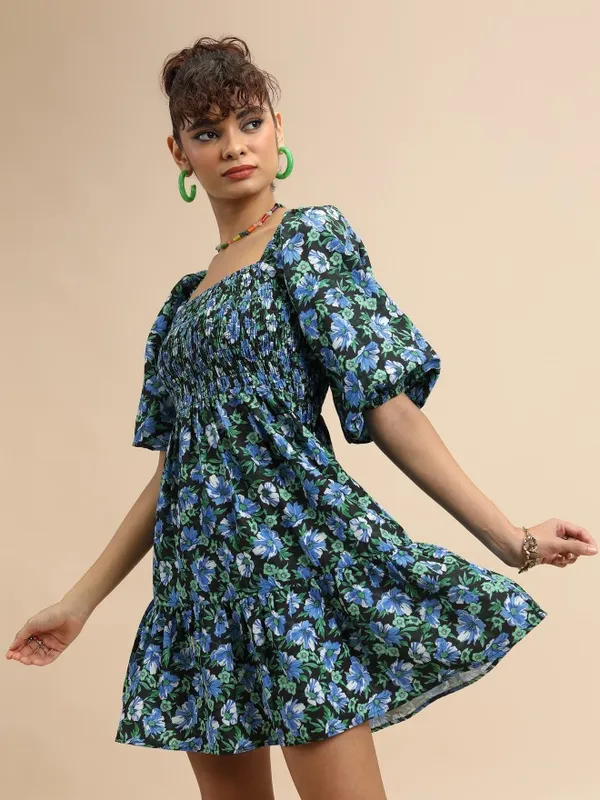  Tokyo Talkies Women Black Printed Fit And Flare Dresses