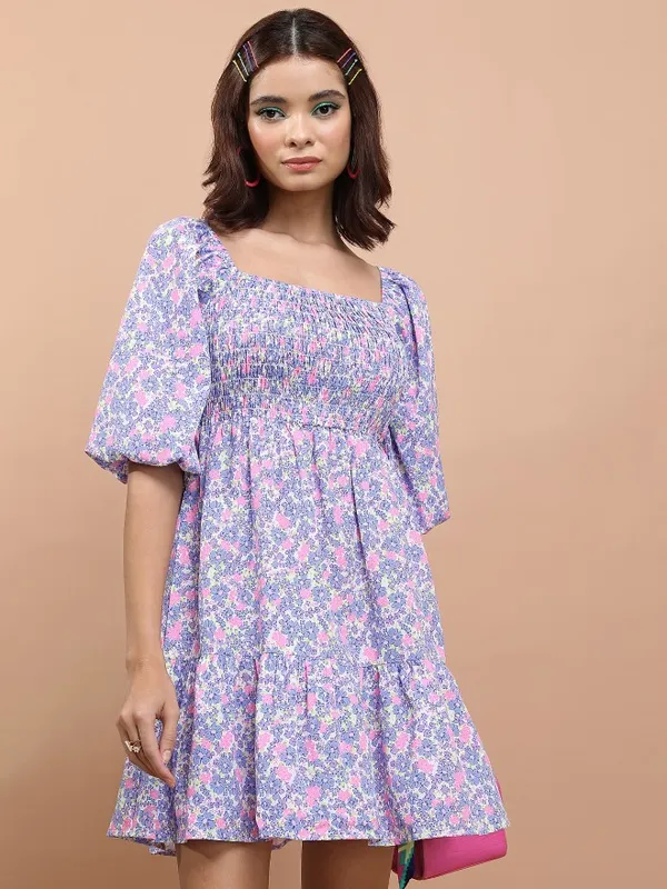 Printed Fit and Flare Dress