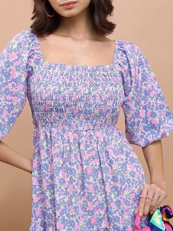Printed Fit and Flare Dress