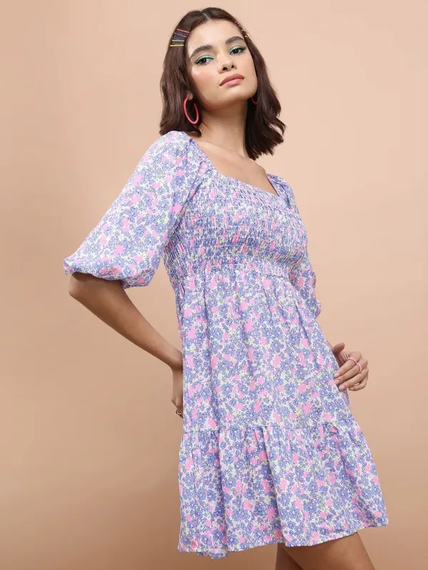 Printed Fit and Flare Dress