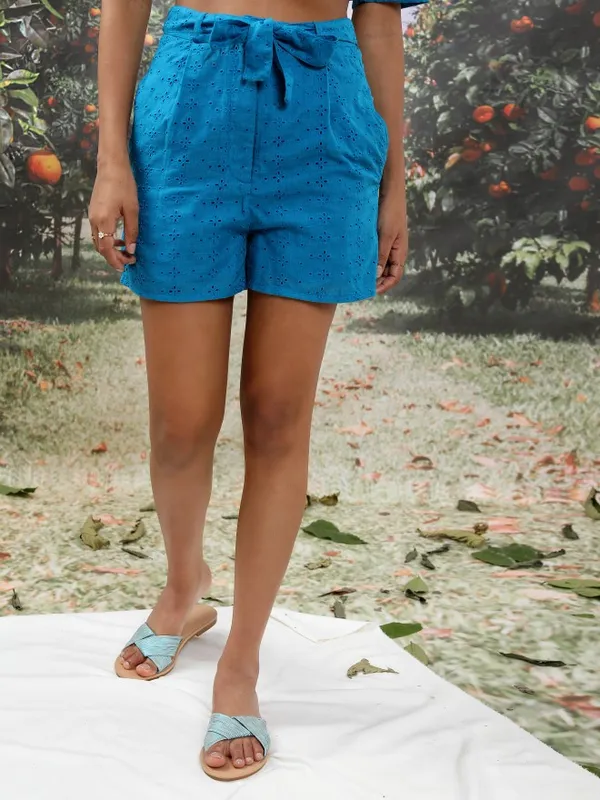 Tokyo Talkies Women Blue Top With Short