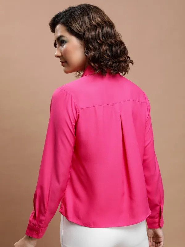  Tokyo Talkies Women Pink Solid Casual Shirts