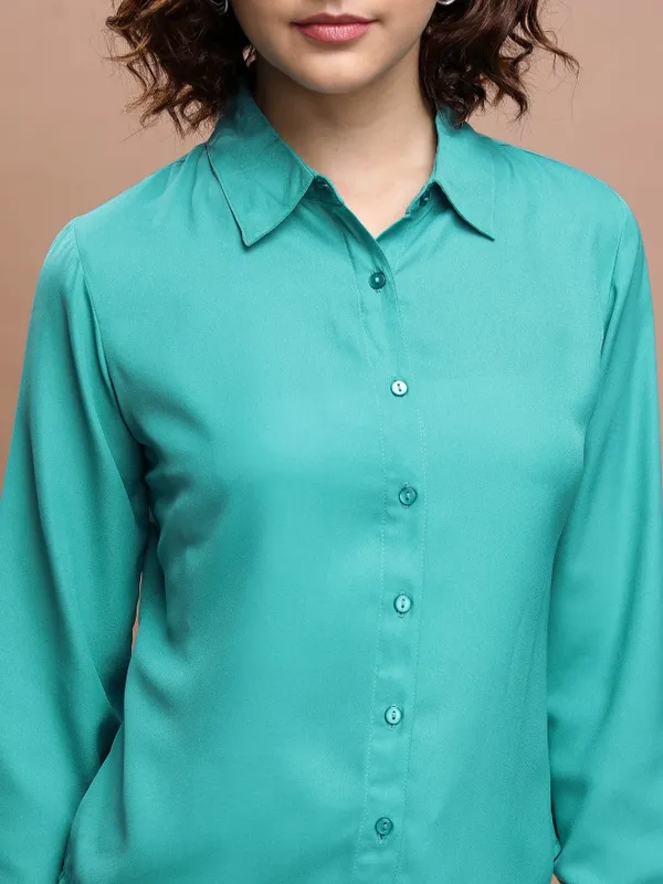  Tokyo Talkies Women Sage Solid Casual Shirts
