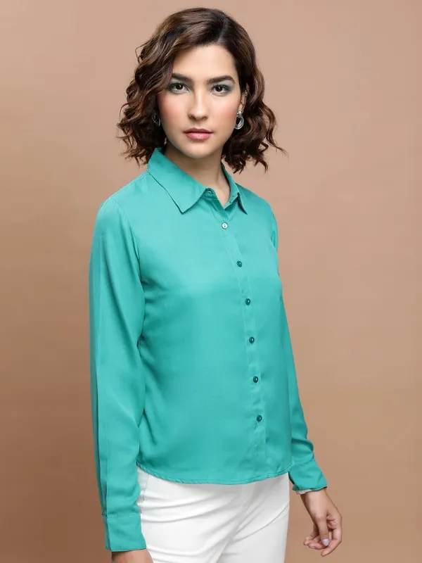  Tokyo Talkies Women Sage Solid Casual Shirts