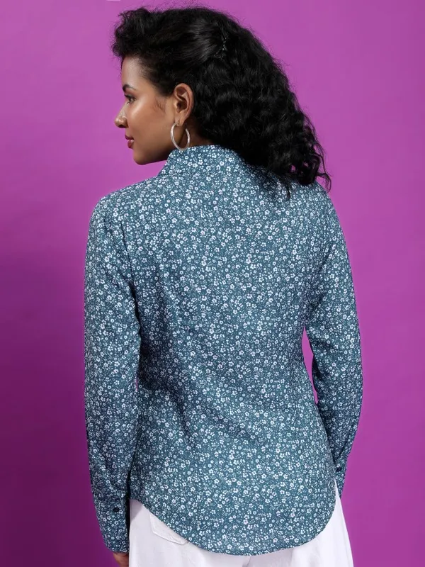  Tokyo Talkies Women Teal Printed Casual Shirts