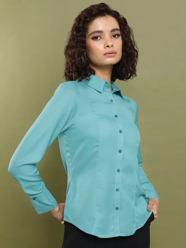  Tokyo Talkies Women Sage Solid Casual Shirts